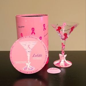 NEW Lolita pink ribbon martini glass.